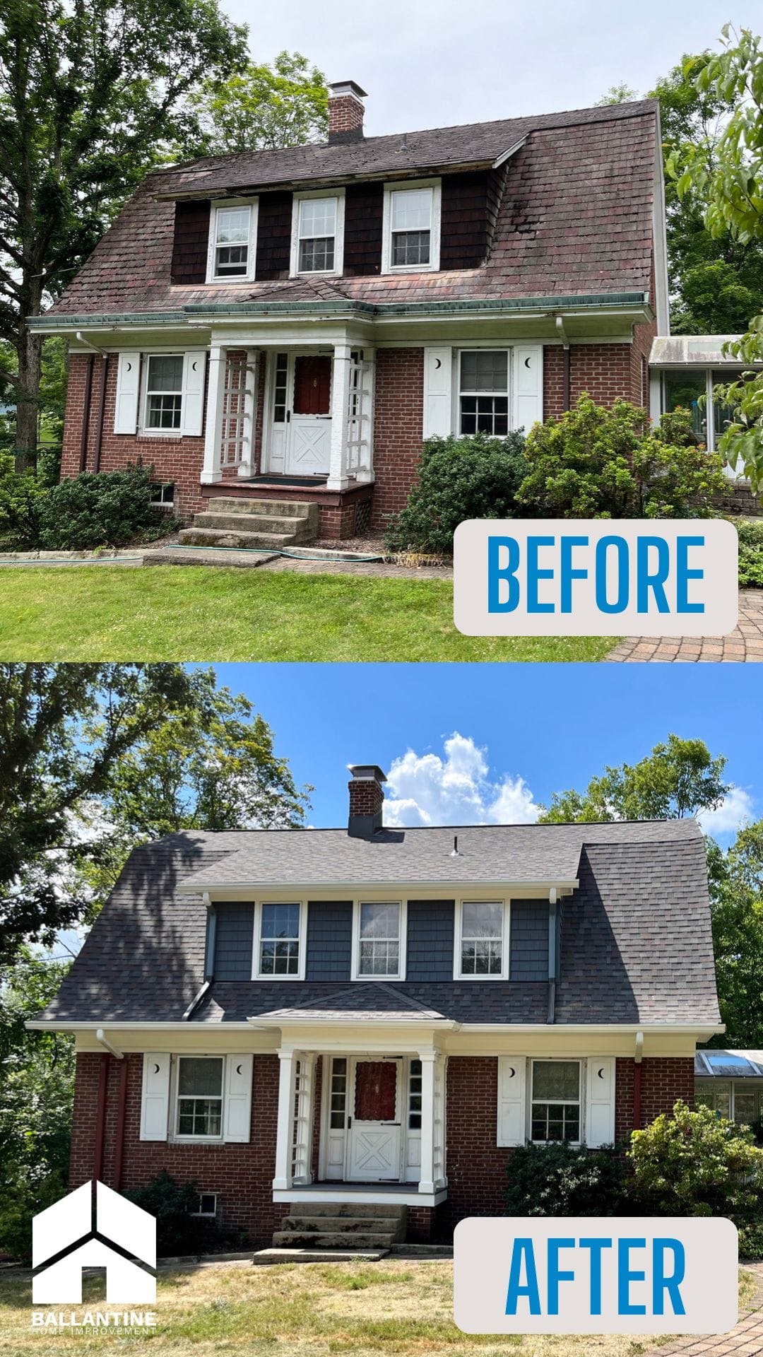 Before & After: Owens Corning Colonial Slate Shingles on a Home in Lincoln Park, NJ
