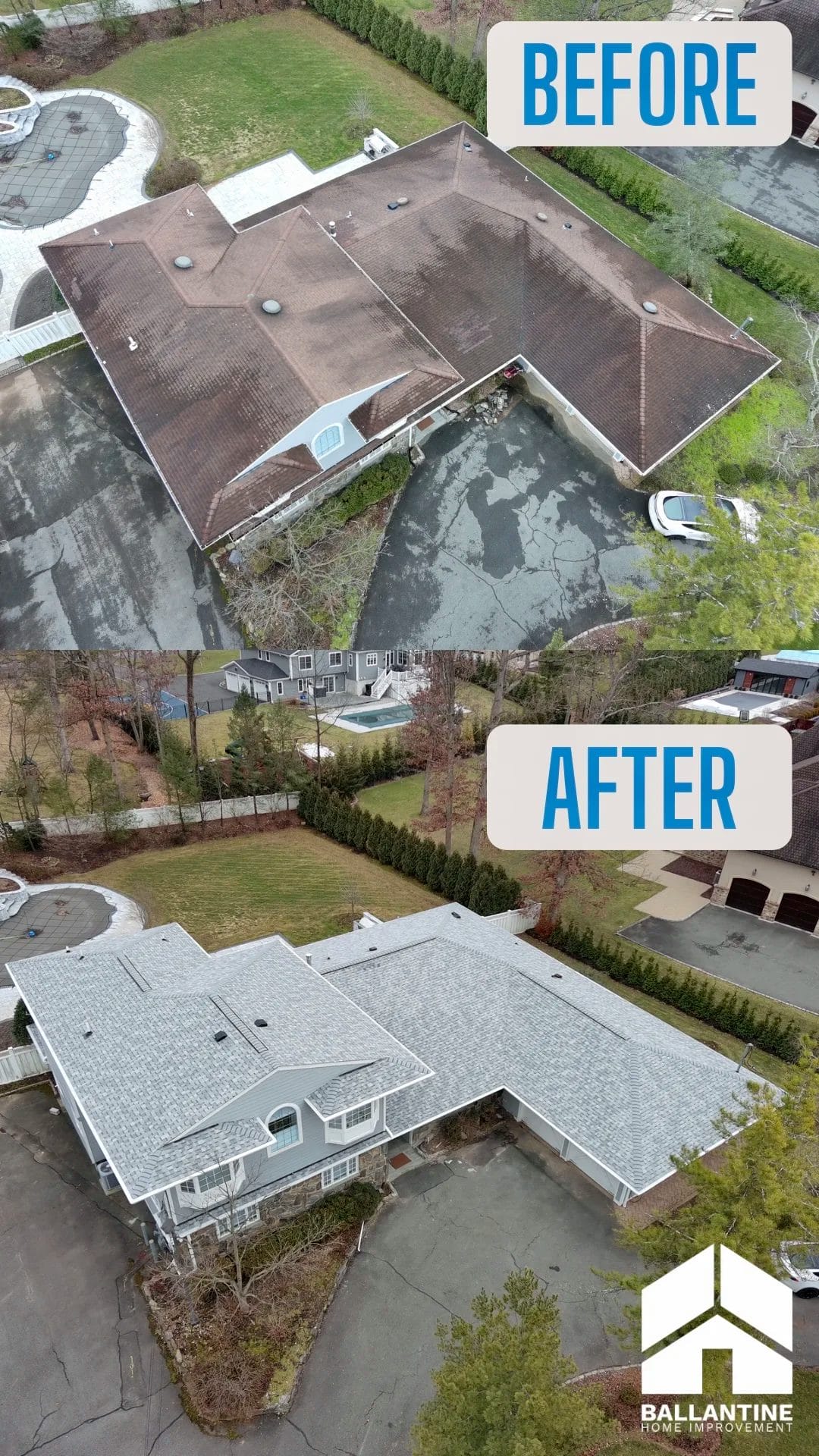Before & After From Our Roofing Company: Owens Corning Sierra Gray Shingles on a Home in Livingston, NJ
